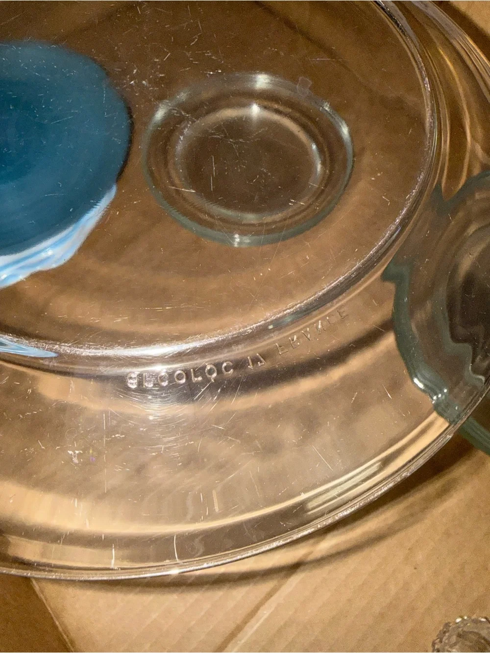 Vintage clear glass plate marked 